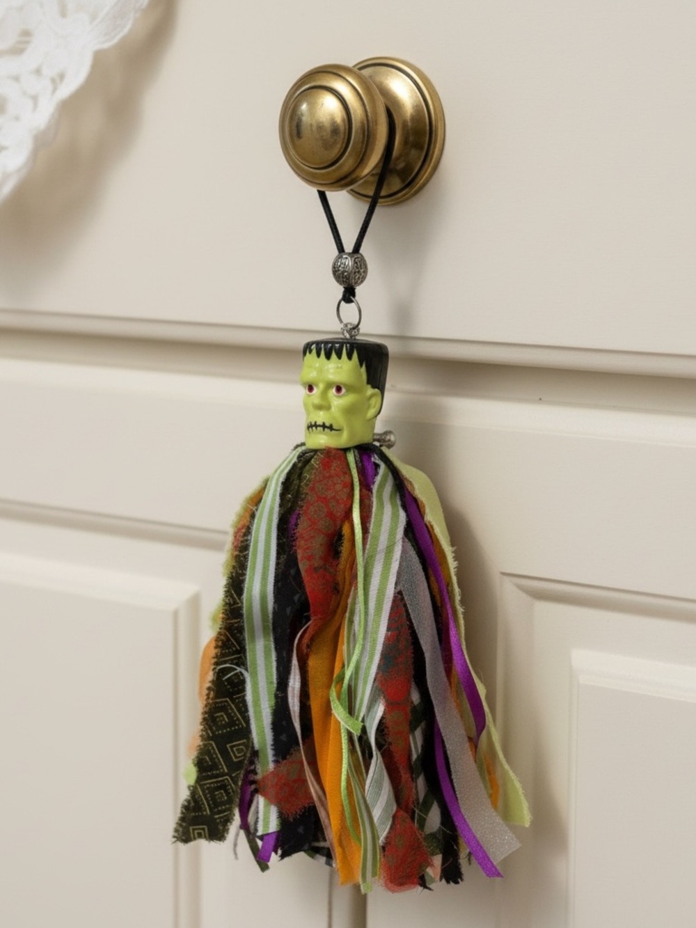 Frankenstein Ribbon Salt Shaker Tassel Wall Hanging - Green & Multicolor